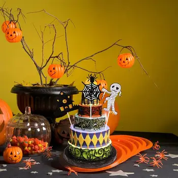 25pcs Helovinas Cake Toppers Susitvarko Moliūgų Sąlyga voratinklyje Cupcake Topper Desertas Įdėkite Kortelę Dekoracijos