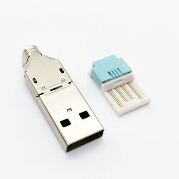 25set 2 in 1 USB A Male Kištukas su metalo korpusas su lukštais Solderless paspauskite vielos tipo ilgas tipas