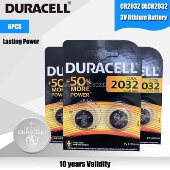 6PCS Originalą DURACELL CR2032 Mygtuką Cell Baterijos 3V Ličio Baterijas Žiūrėti Žaislai Kompiuterio Skaičiuoklė Valdymo DL/CR 2032