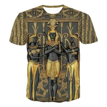 Senovės Juoda Egipto Meno Marškinėliai 3D Spausdinimo Moterims, Vyrams trumpomis Rankovėmis Megztiniai Senovės Egipto, Klasikinės Atsitiktinis Streetwear Viršūnės