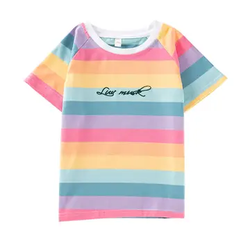VIDMID Mergaičių marškinėliai vasaros trumpomis rankovėmis vaikų drabužiai Vaikams mados vaivorykštė tees drabužiai vaikams mergaičių marškinėliai P698