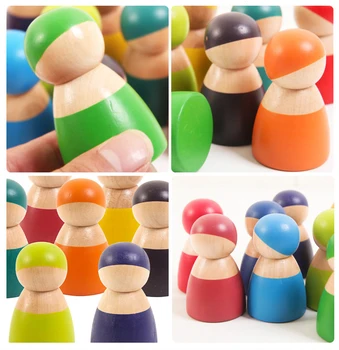 Žaislai Vaikams Vaivorykštė Blokai Montessori Ugdymo Žaislas Vaikams, Kūrybos Mediniai Vaivorykštė Blokai Krovimas Žaidimas Dovanų