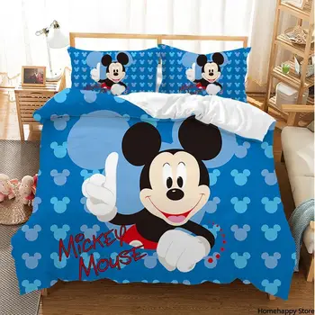 Disney Vaikams, 3D patalynės komplektas Antklodžių užvalkalus Užvalkalai patalynės komplektai Vaikams, cartoon Mickey Minnie mouse Minkštas Mielas lova rinkinys dovanų