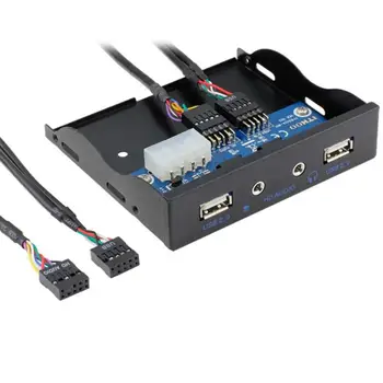 3.5 colių 9Pin 2 USB 2.0 HUB Floppy Bay HD Audio 3.5 mm, Priekinė Panelė Rack su Garso Kabelis 9PIN-9PIN už plėsti ausinių