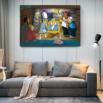 Simpson Drobė Menas, Plakatų ir grafikos Filmo Nuotraukų Sienos Menas Drobė Paveikslų Namo Kambaryje Kabinti Nuotraukas, vaiko Kambario Dekoro
