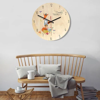 Medinis sieninis laikrodis Aukštos Kokybės UV Spausdinti Fox Vaizdo Frameless Apskritimo Formos Tylus Judėjimas Vaikų Kambarys Kūrybos Apdaila