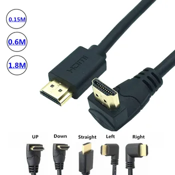4K*2K 60HZ 2.0 HDMI kabelis 90 laipsnių Žemyn & Up & Kairėje ir Dešinėje kampu, HDMI kabelis, 2.0 3M 1,5 M 1M 3D palaikoma Iki 3840X2160/60HZ
