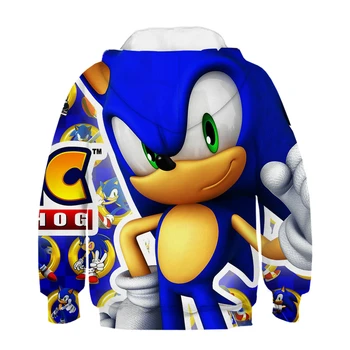 Sonic 3D Naujų Mados puloveris Hoodies Vaikai Atsitiktinis ilgomis Rankovėmis Palaidinukė 3D berniukų/mergaičių Drabužius Tėvų-vaikų Animacinių filmų Stiliaus Kailis