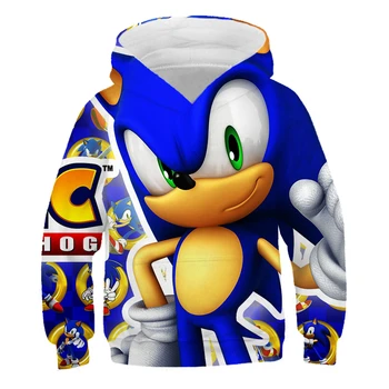 Sonic 3D Naujų Mados puloveris Hoodies Vaikai Atsitiktinis ilgomis Rankovėmis Palaidinukė 3D berniukų/mergaičių Drabužius Tėvų-vaikų Animacinių filmų Stiliaus Kailis