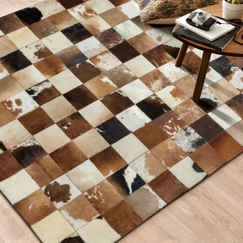 Amerikietiško stiliaus karvės odos odos, kailiai, rankų darbo seamed kratinys kilimas, kailis chequer kilimą kambarį, biuro apdailos kilimėlis
