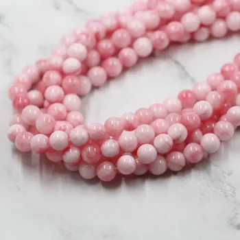 Aukščiausios Kokybės Natūralių Balta Onxy Akmens Mados Turas Rose Pink Karoliukai Sklandžiai Prarasti Juostele Transparen Perlas 