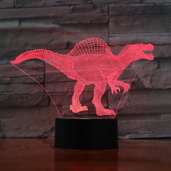 Vaikų Naujųjų Metų Laikrodžio 3D LED Naujų Dovana Jungiklis Jutiklinis Nuotolinio Stalo Lempa Juros periodo Parkas Kietas Dinozaurų Serijos Spinosaurus Šviesos