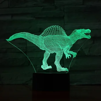Vaikų Naujųjų Metų Laikrodžio 3D LED Naujų Dovana Jungiklis Jutiklinis Nuotolinio Stalo Lempa Juros periodo Parkas Kietas Dinozaurų Serijos Spinosaurus Šviesos