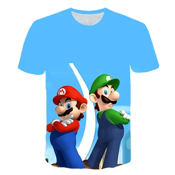 2020 m. Vaikų Berniukų Mario T Shirt Baby poliesteris Drabužių Vasaros marškinėliai Vaikams, Cartoon Mario modelis Viršų Tee Dydis 3-15 Metų