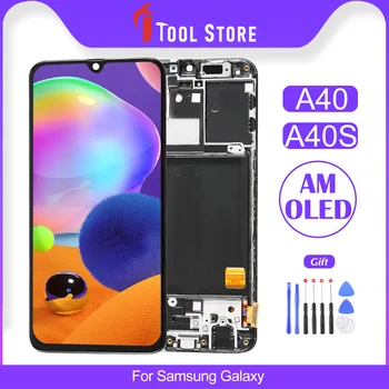 OEM Samsung Galaxy A40 A40S LCD Jutiklinis Ekranas AMOLED skaitmeninis keitiklis Asamblėjos Pakeitimo Rėmas Su Dovana