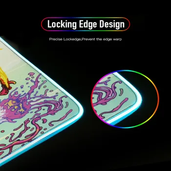 XGZ Anime Morty Žaidimų RGB Kilimėlis Didelis Fiksavimo Krašto Speed Žaidimas Žaidėjus LED Pelės Padas Minkštas Nešiojamas kompiuteris Notebook Kilimėlis CSGO