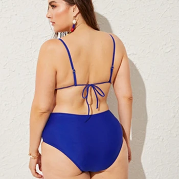 Plus Size Aukšto Juosmens Bikini 3D Gėlių Swimsuit Moterys Didelio Dydžio maudymosi Kostiumėliai, Strappy Maudymosi Kostiumą, Brazilijos Biquini Seksualus Bikini 2020 m.
