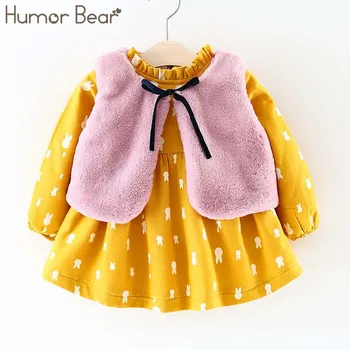 Humoro Bear Kūdikiui Suknelę Žiemos Kūdikių Merginos Princesė Suknelė, Suknelės, Šaliai, Kūdikių Drabužiai, Kūdikių Drabužiai Spausdinti animaciją