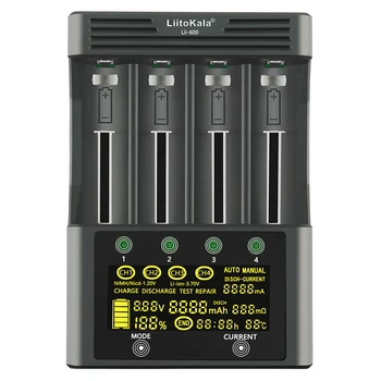 LiitoKala lii-600 LCD), 3,7 V/1.2 V AA/AAA 18650/26650/16340/14500/10440/18500 Baterijų Kroviklis su ekranu+12V5A adapteris