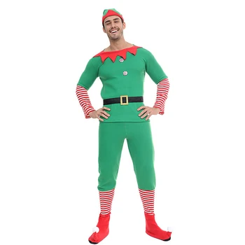 Eraspooky 2019 Žalia Kalėdų Elf Kostiumas Suknelė Suaugusiųjų Santa Claus Cosplay Šeimos Derinti Drabužius Vaikams, Naujų Metų Šalies Aprangą