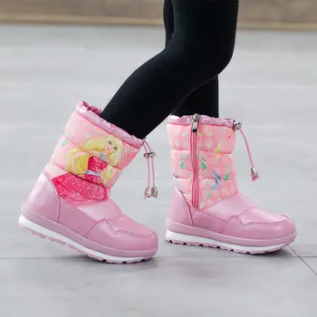 Vaikai batai Mergaitėms boots Sniego batai nauji 2020 m. vaikų didelis medvilnės batai žiemą Ankel-aukštas atsparumas vandeniui princesė pliušinis šiltas batai