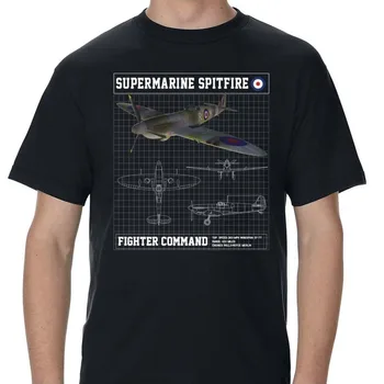 Supermarine Spitfire Schema VYRIŠKI Marškinėliai Madingi 2019 M. Vasaros Atsitiktinis Marškinėliai Hipster Fraktalas Modelis Tees Laiškas Spausdinti