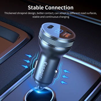 Essager 36W USB Automobilinis Įkroviklis Greitai Įkrauti 3.0 PD QC 3.0 C Tipo Įkrovimo Adapteris Automobilių LED Ekranas, Automobilinis Įkroviklis, Skirtas 