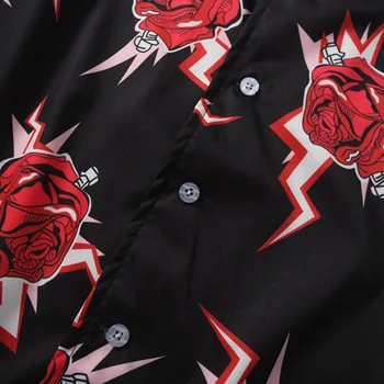 Hip-Hop Marškinėliai Streetwear Mens Havajų Marškinėliai Raudona Rožė Harajuku Gėlių 2020 M. Pavasarį, Vasarą, Havajai Paplūdimio Plonas Trumpas Rankovės Marškinėliai