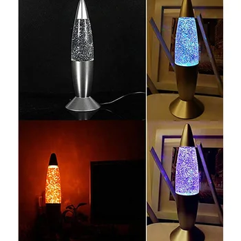 Spalvinga Led Nakties Šviesos 3D Raketų Kelių Spalvų Keitimas Lavos Lempa Įkrovimo Blizgučiai Šalis Nuotaika Naktį Šviesos Vaikas Kalėdų Dovana