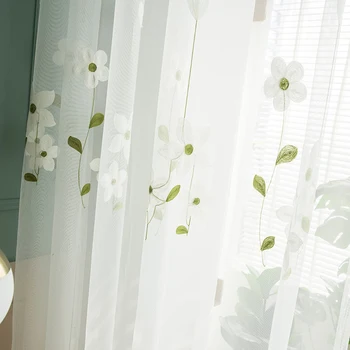 Siuvinėjimo Gėlių Ekranai Europos Stiliaus vienspalviai voile Balto Tiulio Vien Miegamojo Kambarį 