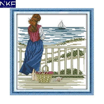 NKF Žiūri jūros paveikslas stiliaus amatų needlepoint rinkiniai skaičiuojami antspaudu kryželiu nustato vidaus apdaila